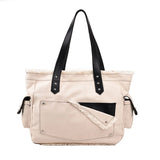 Women's Canvas Shoulder Bag 100% Cotton Tote Handbag Solid Casual Satchel
