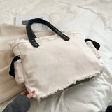 Women's Canvas Shoulder Bag 100% Cotton Tote Handbag Solid Casual Satchel
