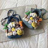 Canvas Shoulder Bags For Women Handbags Doll Decoration Crossbody Bag