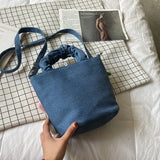 Canvas Shoulder Bags For Women Handbags Doll Decoration Crossbody Bag