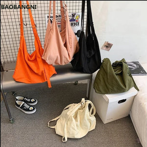 Canvas Shoulder Bags Large Capacity Unisex Retro Ins Crossbody-bag