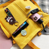 Canvas Shoulder Bags Multi-pockets Zipper Underarm Crossbody for Students