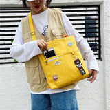 Canvas Shoulder Bags Multi-pockets Zipper Underarm Crossbody for Students