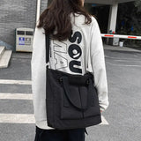 Canvas Shoulder Bags Solid Unisex School Book Bag Large Capacity Water-proof