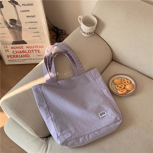 Canvas Shoulder Bags Women Double-side Plaid Large Capacity Handbags