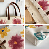 Canvas Shoulder Bags Women Floral Print Large Capacity Shopping Travel Tote Bag