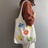Floral Print Canvas Shoulder Bag for Women