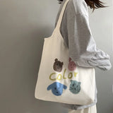 Floral Print Canvas Shoulder Bag for Women
