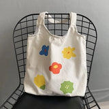Floral Print Canvas Shoulder Bag for Women