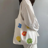 Floral Print Canvas Shoulder Bag for Women