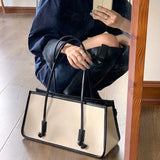 Canvas Shoulder Bags Women Large Capacity Office Ladies Patchwork Handbags