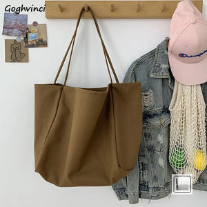 Canvas Shoulder Bags Large Capacity Portable Shopping Handbags