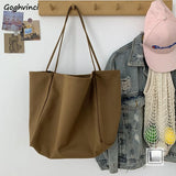 Canvas Shoulder Bags Large Capacity Portable Shopping Handbags