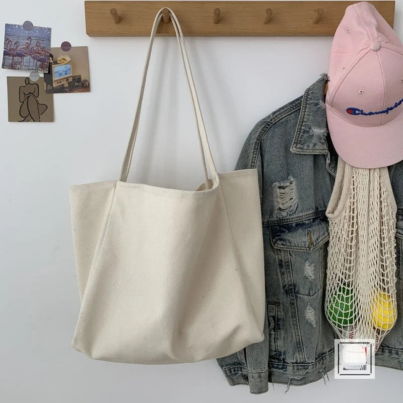 Canvas Shoulder Bags Large Capacity Portable Shopping Handbags