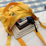 Canvas Shoulder Bags Women Large Capacity Students Preppy Crossbody Bookbag