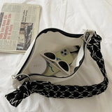 Canvas Shoulder Bags Women Letter Printed Casual Mini Bag Underarm Handbags