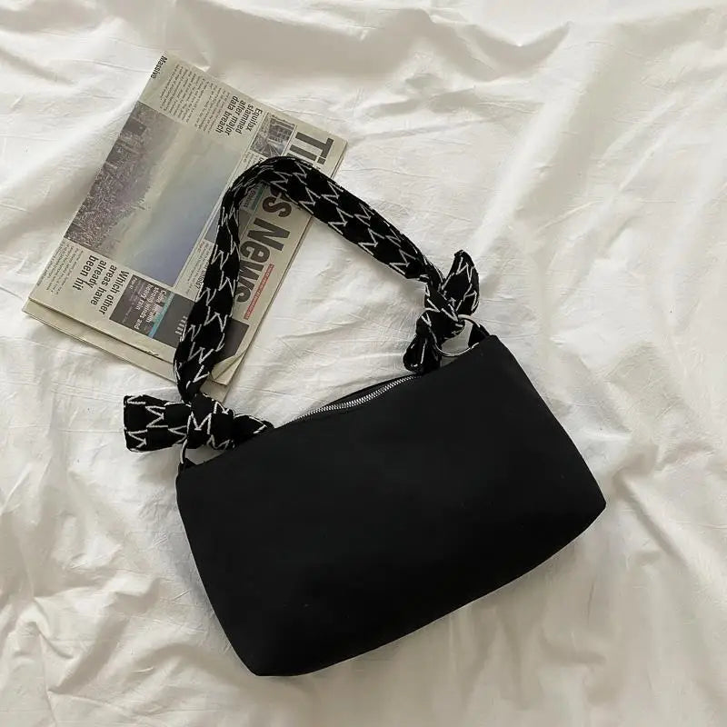 Canvas Shoulder Bags Women Letter Printed Casual Mini Bag Underarm Handbags