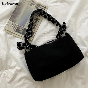 Canvas Shoulder Bags Women Letter Printed Casual Mini Bag Underarm Handbags