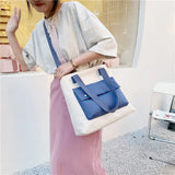 Canvas Shoulder Bags Women Preppy Students College Bookbag Large Capacity