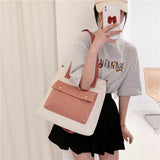 Canvas Shoulder Bags Women Preppy Students College Bookbag Large Capacity