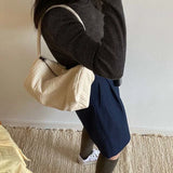 Canvas Shoulder Bags Women Retro Square Big Capacity Underarm Bag