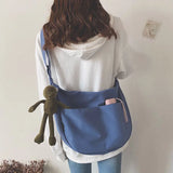 Canvas Shoulder Bags Women Solid Cross Body Large Capacity