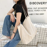 Canvas Shoulder Bags Women Solid Large Capacity Tote Bag Shopping Travel
