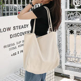 Canvas Shoulder Bags Women Solid Large Capacity Tote Bag Shopping Travel