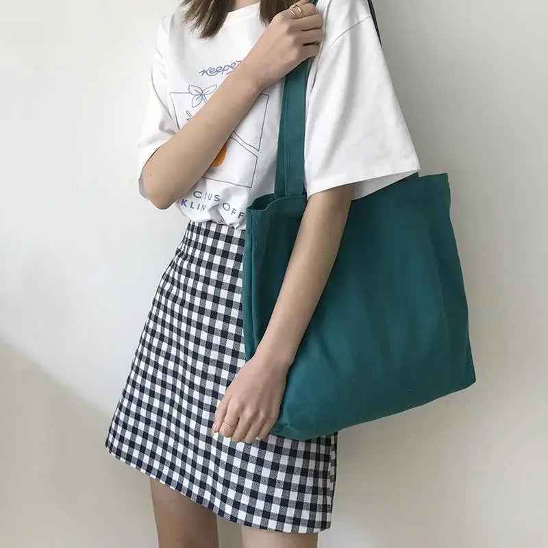 Canvas Shoulder Bags for Girls Large Capacity Handbag School College