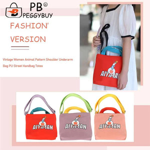 Animal Prints Canvas Shoulder Tote Bag for Ladies Girls School