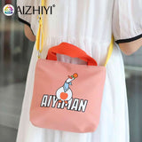 Canvas Shoulder Tote Bag Cartoon Messenger Handbag Animal Prints Zipper