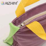 Canvas Shoulder Tote Bag Cartoon Messenger Handbag Animal Prints Zipper