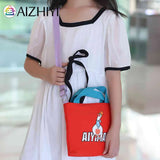 Canvas Shoulder Tote Bag Cartoon Messenger Handbag Animal Prints Zipper