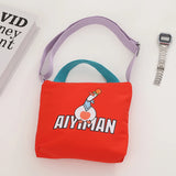 Canvas Shoulder Tote Bag Cartoon Messenger Handbag Animal Prints Zipper