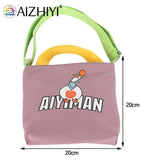 Canvas Shoulder Tote Bag Cartoon Messenger Handbag Animal Prints Zipper