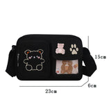Embroidery Bear Girl Student Transparent Messenger Bag