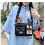 Embroidery Bear Girl Student Messenger Bag