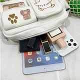 Embroidery Bear Girl Student Transparent Messenger Bag