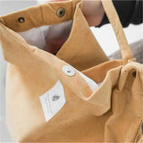 Corduroy Shoulder Bag Top-Handle Crossbody Tote Bag College Style