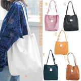 Corduroy Shoulder Bag Top-Handle Crossbody Tote Bag College Style