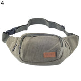 Canvas Three Zipper Pockets Mens Fanny Pack Waist Belt Bag