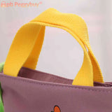 Canvas Top Handle Bag Cartoon Crossbody Hand Bag Animal Prints Zipper