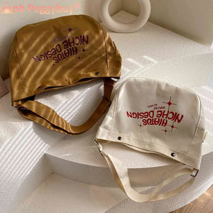 Canvas Top-handle Bag Large Capacity Women Messenger Letter Printed Casual