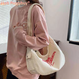 Canvas Top-handle Bag Large Capacity Women Messenger Letter Printed Casual
