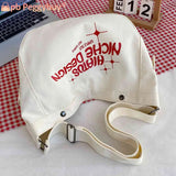Canvas Top-handle Bag Large Capacity Women Messenger Letter Printed Casual