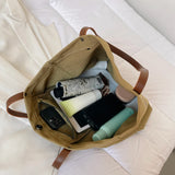 Vintage Canvas Top-handle Bag Large Capacity Women Reusable Shopping Pouch