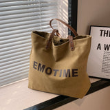 Vintage Canvas Top-handle Bag Large Capacity Women Reusable Shopping Pouch