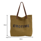 Vintage Canvas Top-handle Bag Large Capacity Women Reusable Shopping Pouch