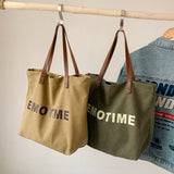 Vintage Canvas Top-handle Bag Large Capacity Women Reusable Shopping Pouch
