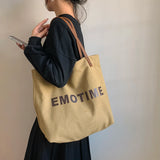 Canvas Top-handle Bags Large Capacity Women Underarm Bag Snap Closure